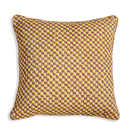 Yellow and Dark Pink Ruffle Pillow