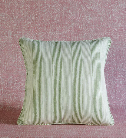 Green Ticking Pillow