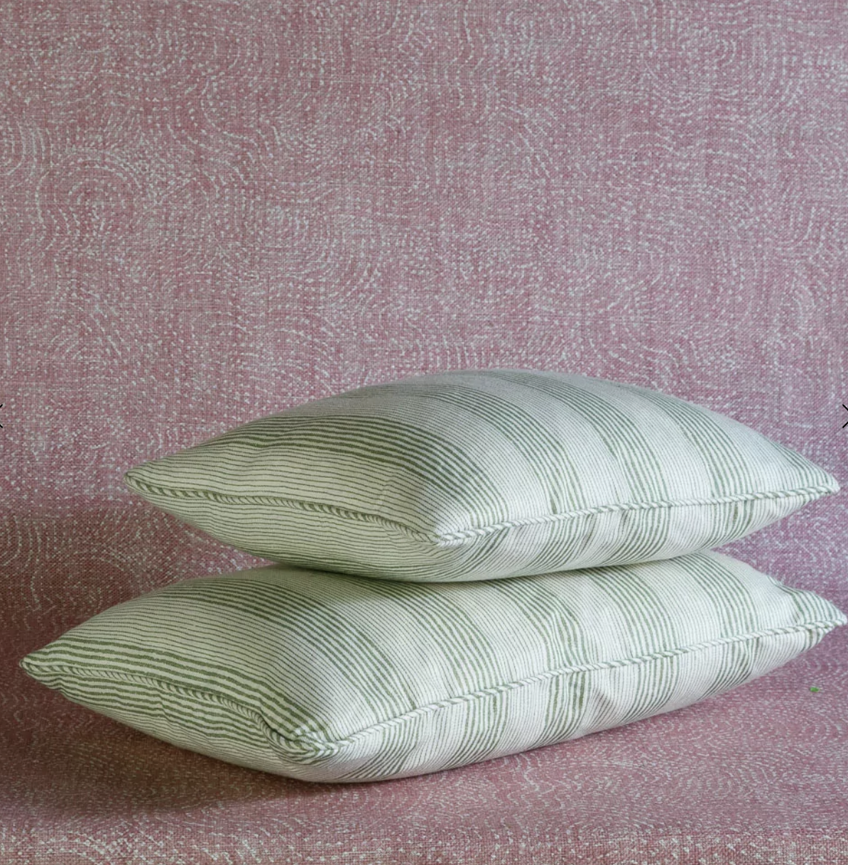 Green Ticking Pillow