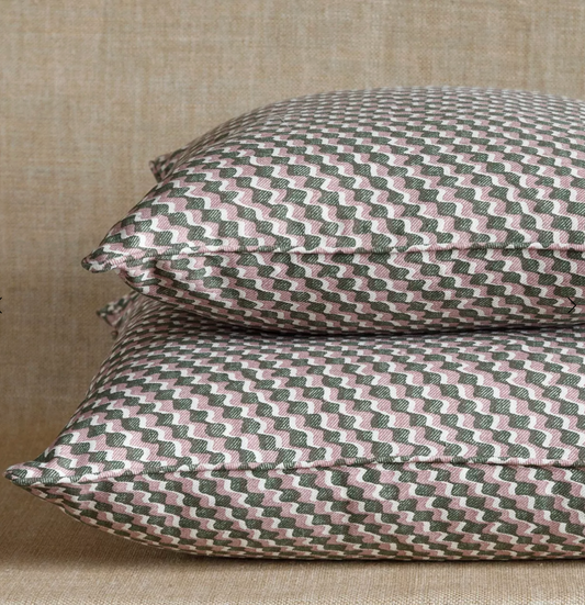 Green and Pink Ruffle Pillow