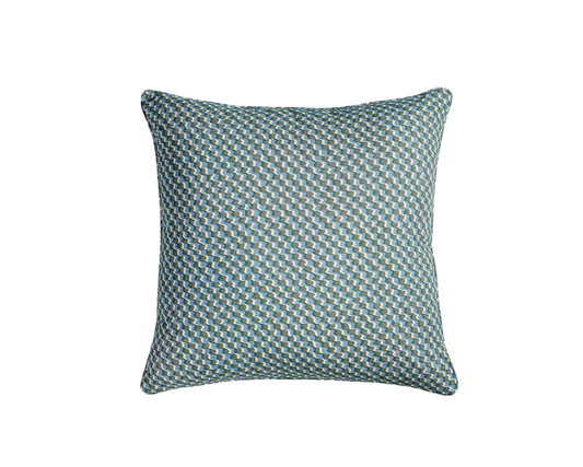 Green and Blue Ruffle Pillow