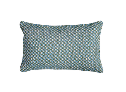 Green and Blue Ruffle Pillow
