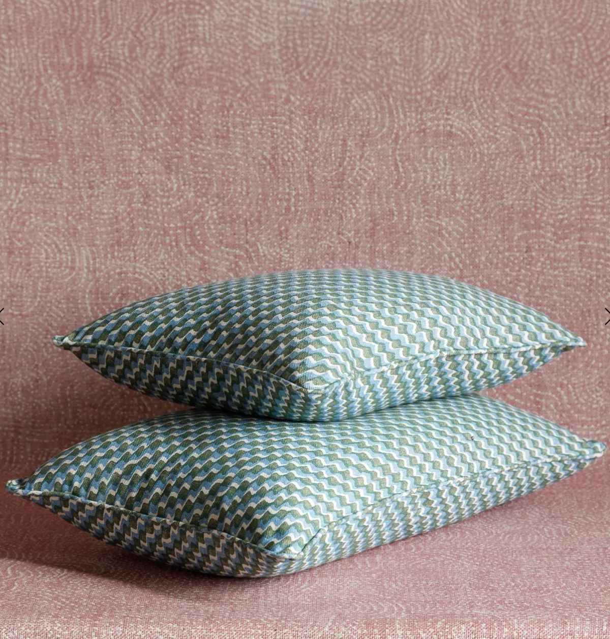 Green and Blue Ruffle Pillow
