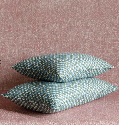 Green and Blue Ruffle Pillow
