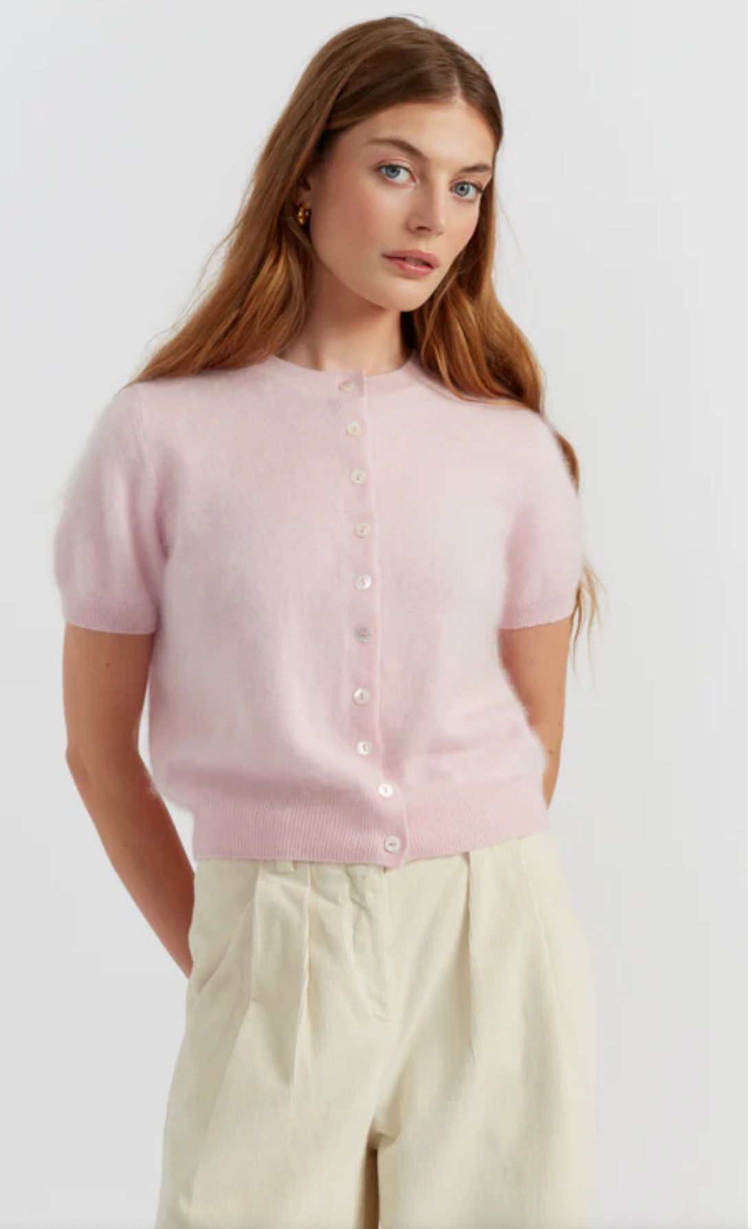 Brushed Cashmere Button Tee