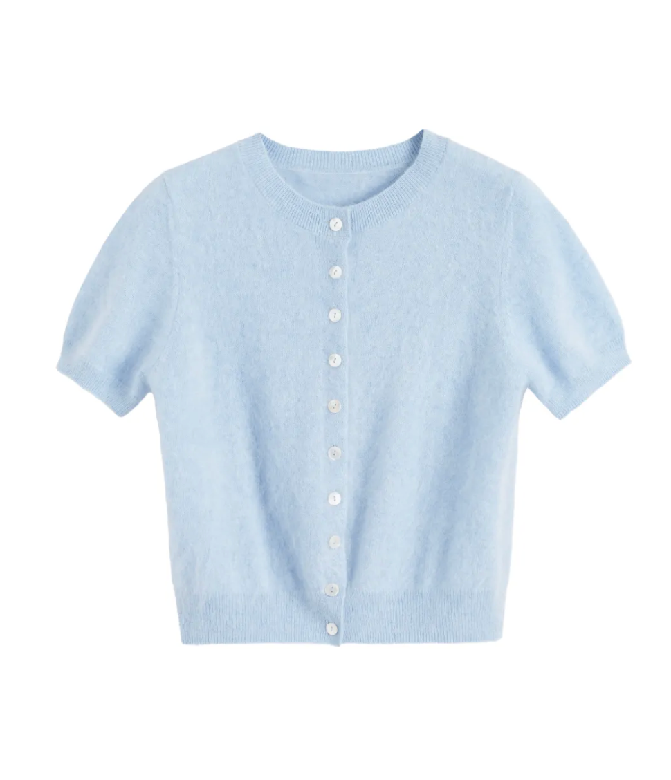 Brushed Cashmere Button Tee