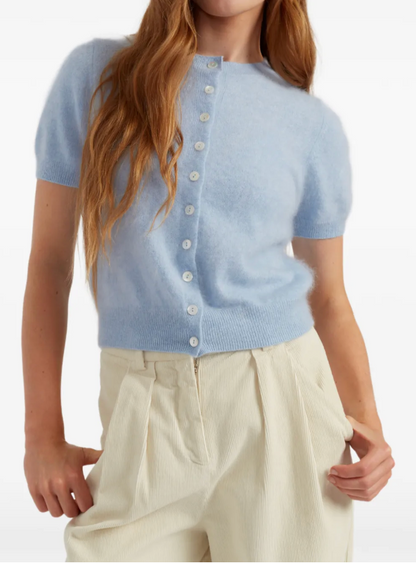 Brushed Cashmere Button Tee
