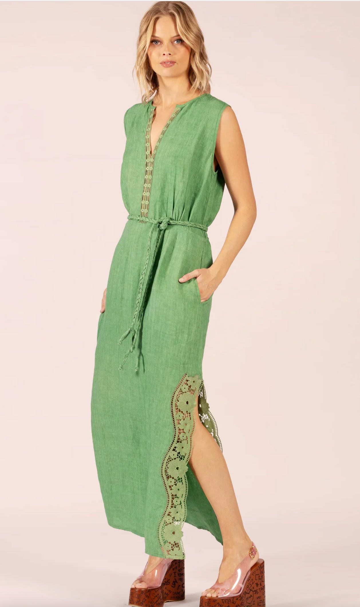 Stella Linen and Lace Dress