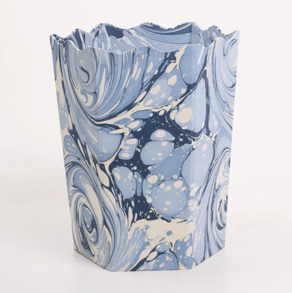 Hand-Marbled Scallop Waste Bin