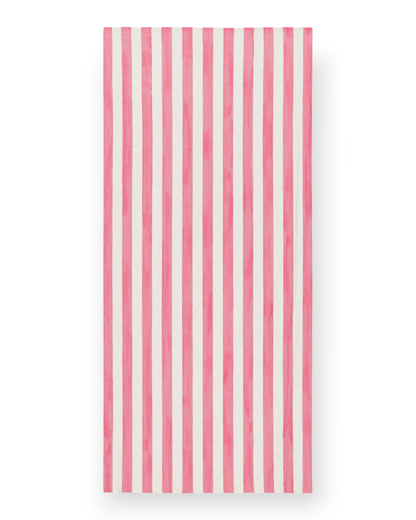 Birdie by Nina Liddle Design pink and white striped 100% linen tablecloth for indoor or outdoor dining