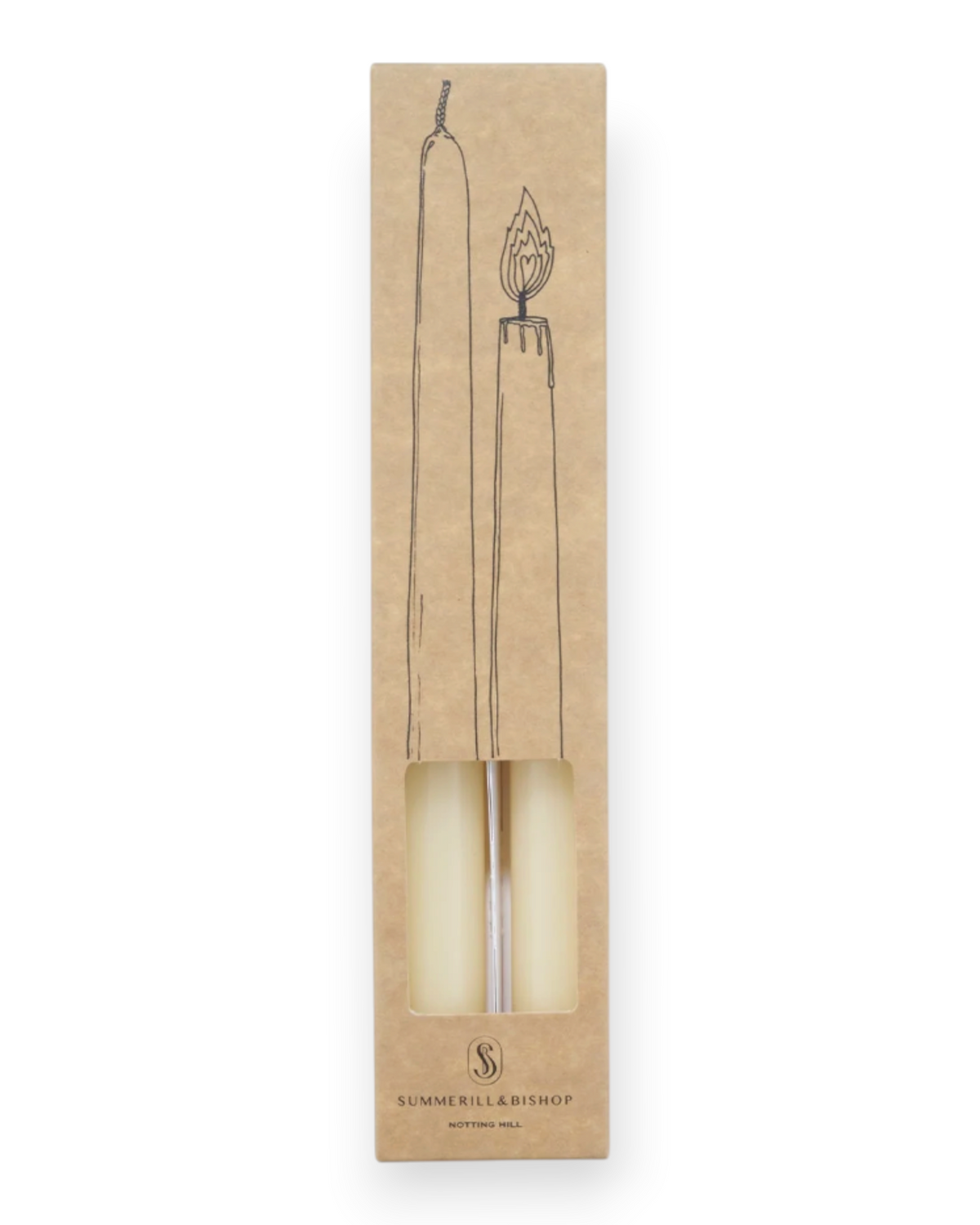 Birdie by Nina Liddle Design set of two handmade Italian tapered candles in a kraft paper box with line art design