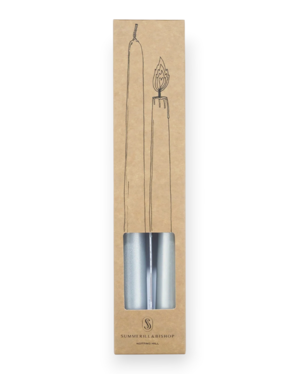 Birdie by Nina Liddle Design set of two 9.5 inch handmade Italian tapered candles in a kraft paper gift box