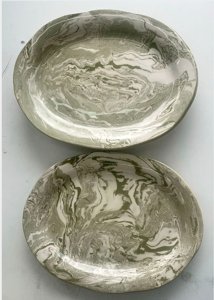 Marbleized Oval Platter