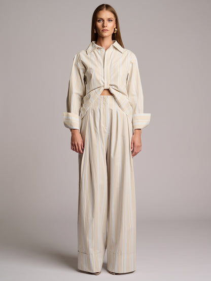 PAOLA TOP  - BEIGE STRIPE