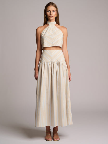 ADALINE SKIRT  - BEIGE STRIPE
