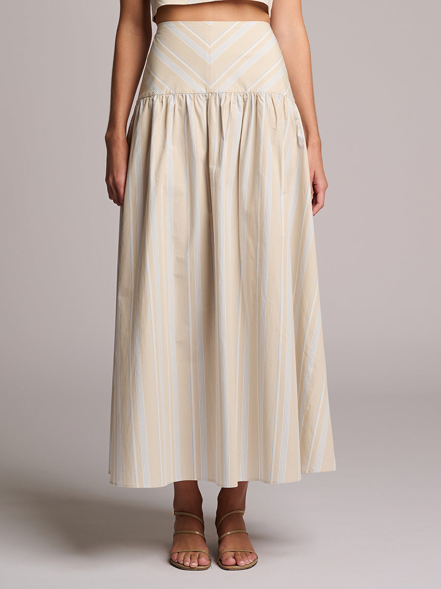 ADALINE SKIRT  - BEIGE STRIPE
