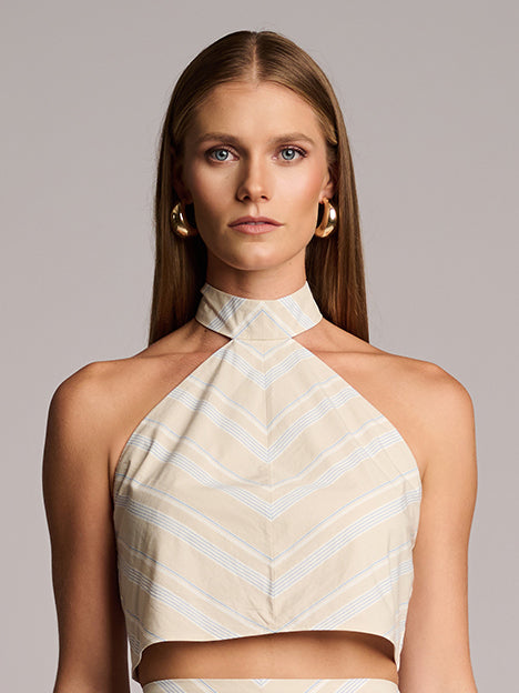 QUINN TOP  - BEIGE STRIPE