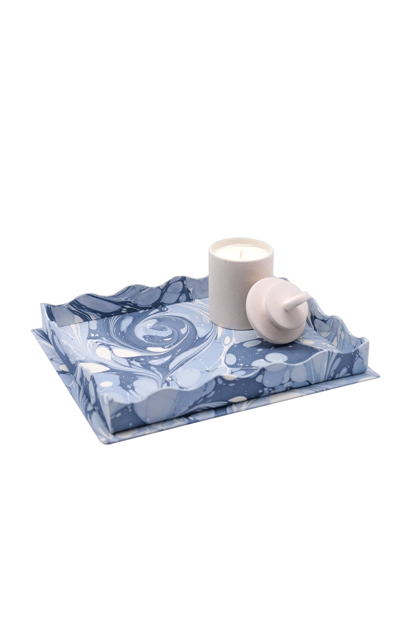 Hand-Marbled Scalloped NestingTrays