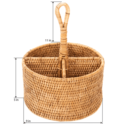 Rattan Caddy & Utensil Holder